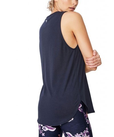 Women's Active Curve Hem Tank Navy Blue $13.80 Tops