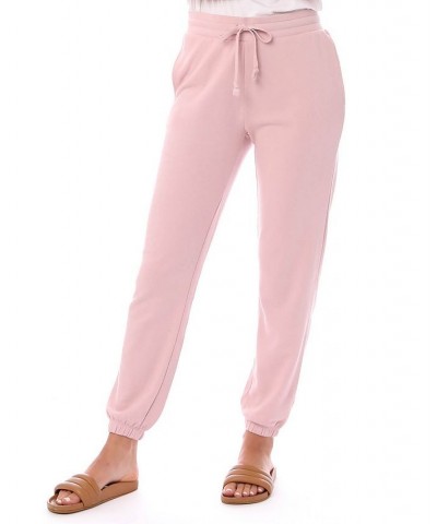 Women's Washed French Terry Classic Sweatpant Pink $33.37 Pants