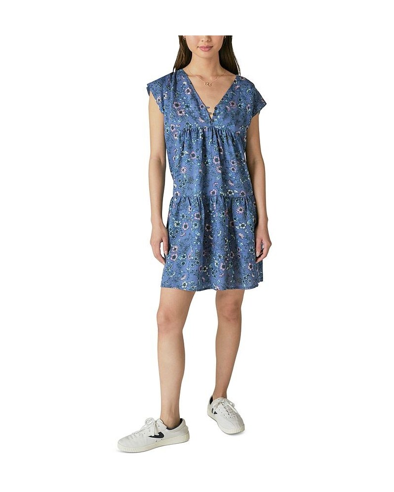 Women's Floral-Print Mini Dress Blue $35.97 Dresses