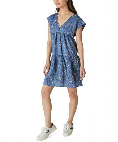 Women's Floral-Print Mini Dress Blue $35.97 Dresses