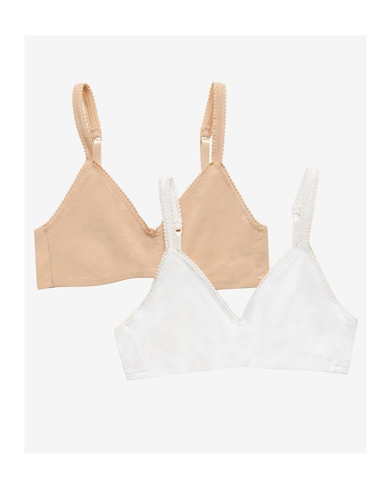 Women's Cotton Bralette Pack of 2 Champagne, White $26.07 Bras