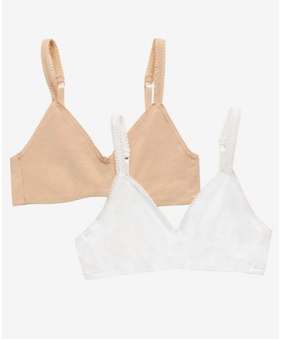 Women's Cotton Bralette Pack of 2 Champagne, White $26.07 Bras