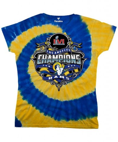 Women's Branded Royal Gold Los Angeles Rams Super Bowl LVI Champions Tie-Dye T-shirt Royal, Gold $18.33 Tops