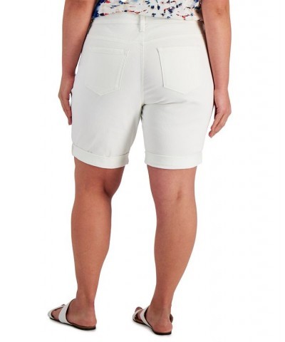 Plus Size Cuffed Denim Bermuda Shorts Bright White $17.09 Shorts