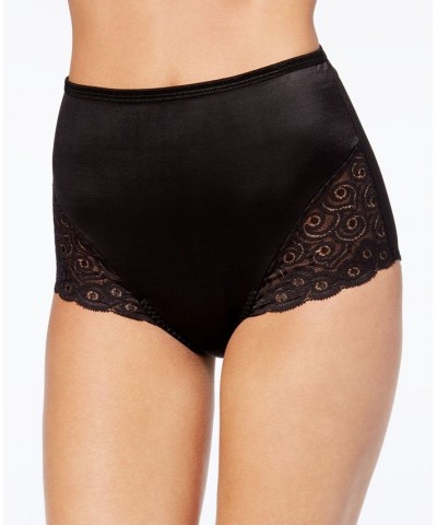 Women's Firm Tummy-Control Lace Trim Microfiber Brief Underwear 2 Pack X054 Black/Black $17.71 Shapewear