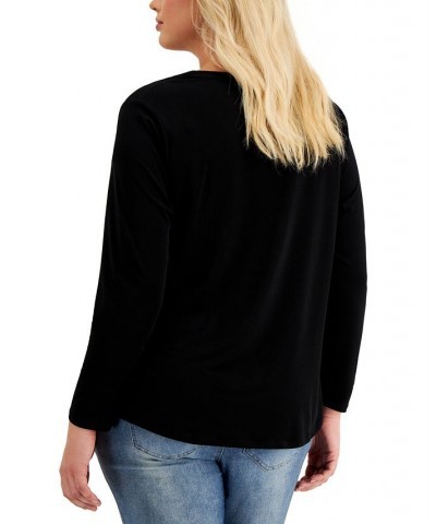 Plus Size Zip-Pocket Top Black $25.35 Tops