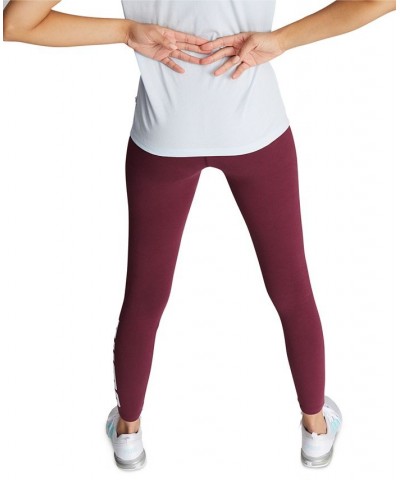 Women's Athletic Logo Mid Rise Full-Length Leggings Aubergine - White $12.00 Pants