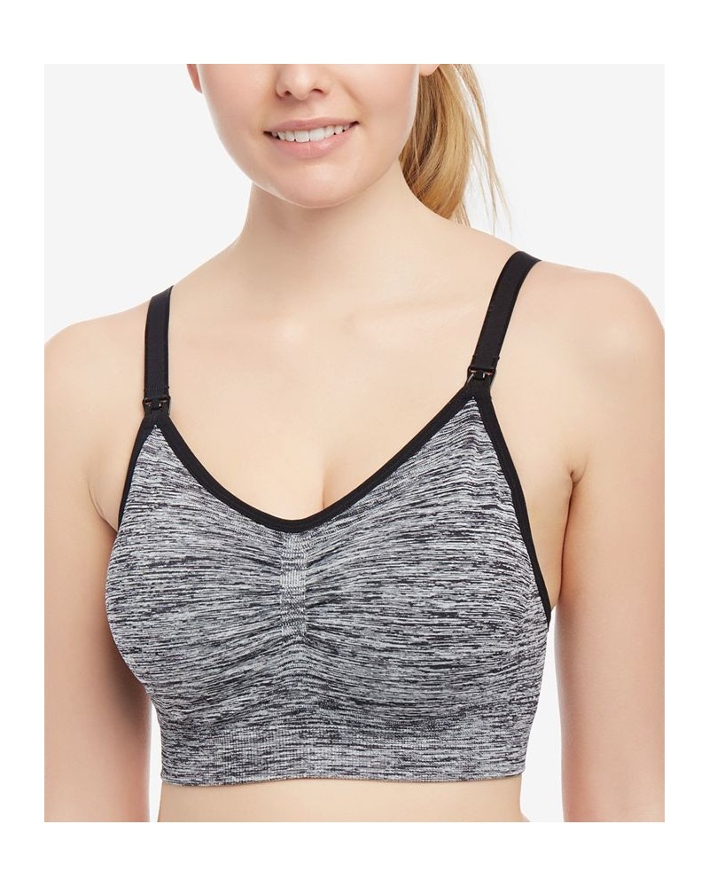 Full Busted Seamless Nursing & Maternity Bra Black and White Melange $15.00 Bras