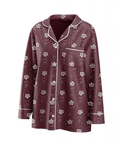 Women's Maroon Texas A&M Aggies Long Sleeve Button-Up Shirt and Pants Sleep Set Maroon $33.60 Pajama