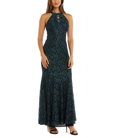 Petite Lace Halter Gown Spruce $42.83 Dresses