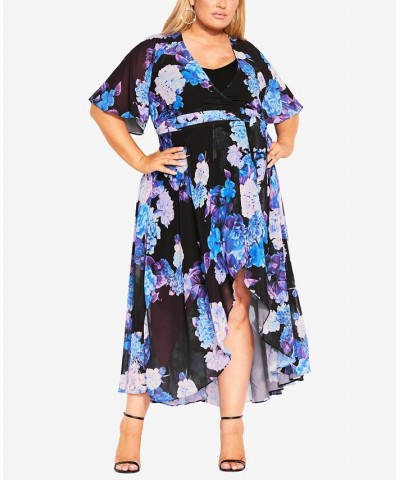 Trendy Plus Size Enthral Me Print Maxi Dress Black Hydrangea $53.64 Dresses
