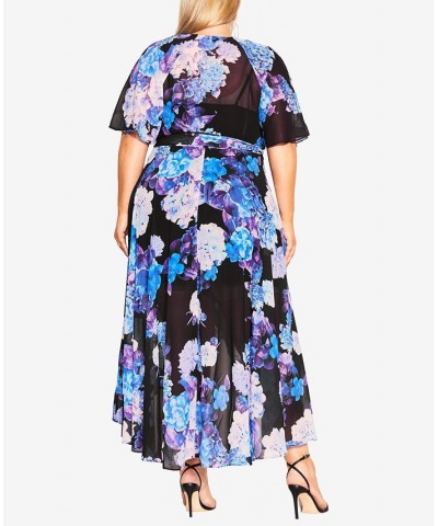 Trendy Plus Size Enthral Me Print Maxi Dress Black Hydrangea $53.64 Dresses