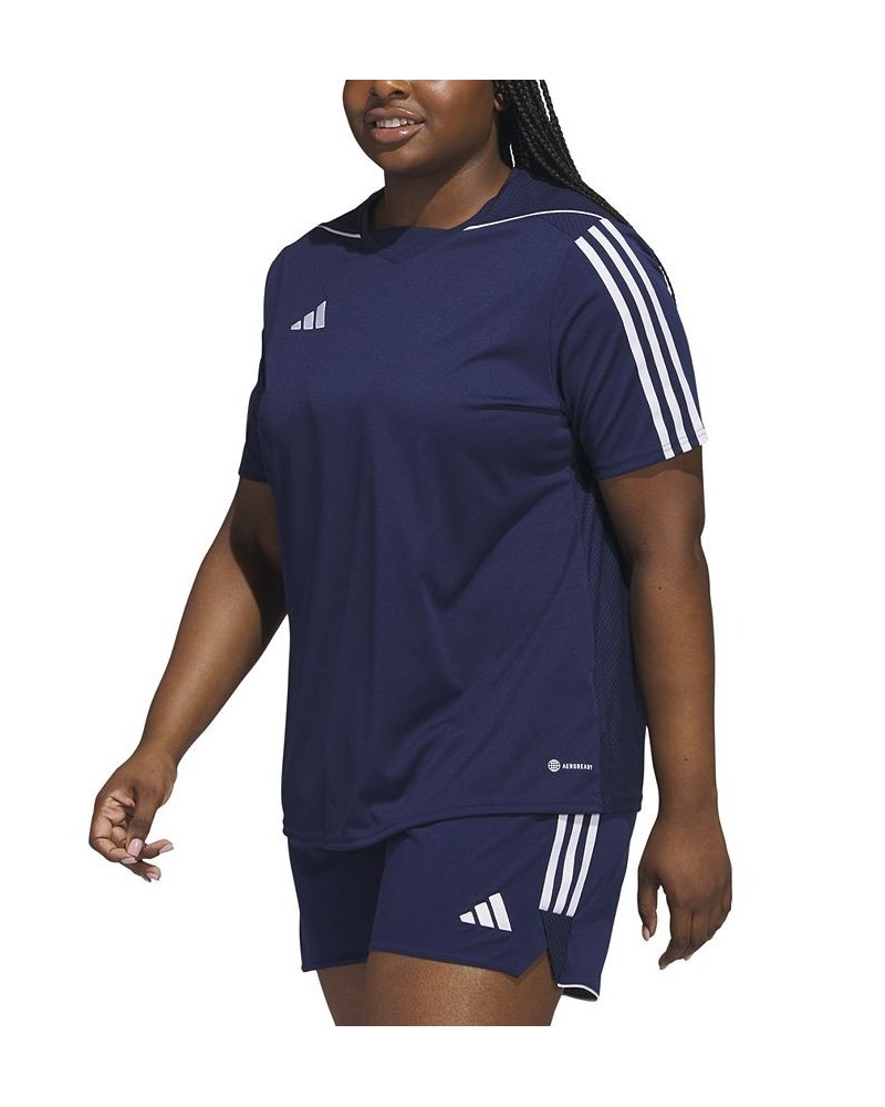 Plus Size Tiro 23 Performance 3-Stripes League Jersey Blue $19.35 Tops