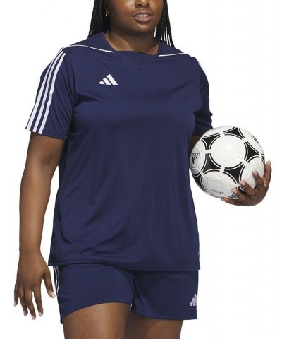 Plus Size Tiro 23 Performance 3-Stripes League Jersey Blue $19.35 Tops