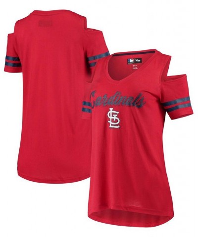 Women's Red St. Louis Cardinals Extra Inning Cold Shoulder T-shirt Red $25.49 Tops
