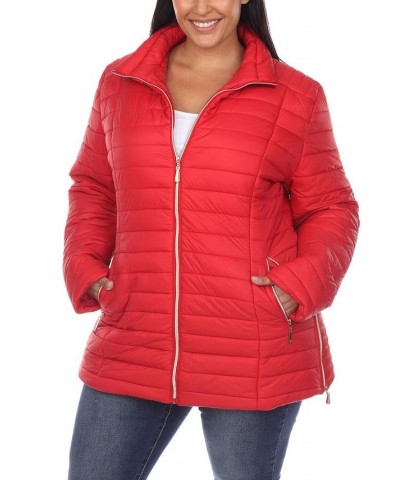 Plus Size Puffer Coat Red $47.04 Coats