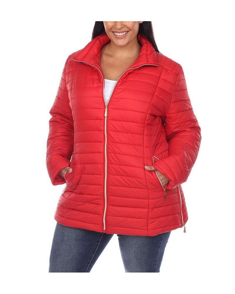 Plus Size Puffer Coat Red $47.04 Coats