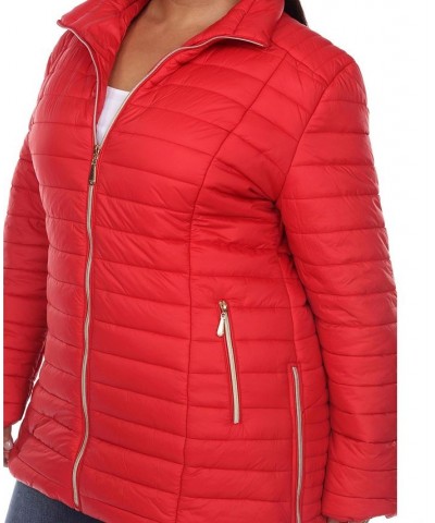 Plus Size Puffer Coat Red $47.04 Coats