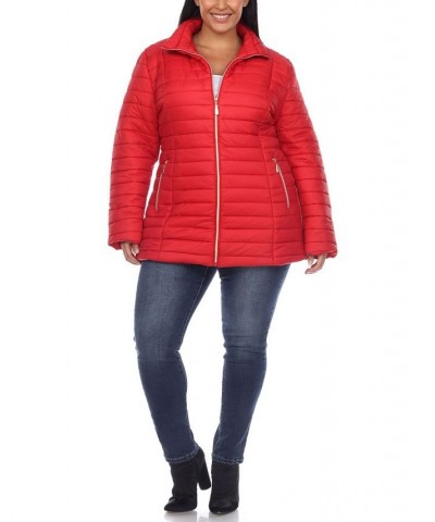 Plus Size Puffer Coat Red $47.04 Coats