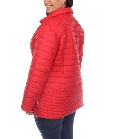 Plus Size Puffer Coat Red $47.04 Coats