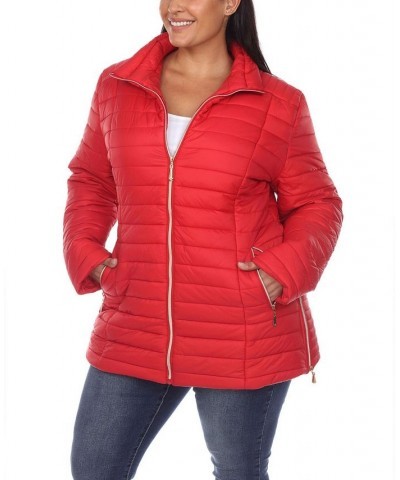 Plus Size Puffer Coat Red $47.04 Coats