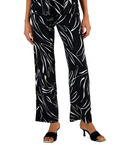 Women's Printed Wide-Leg Pants Black White Print $20.27 Pants