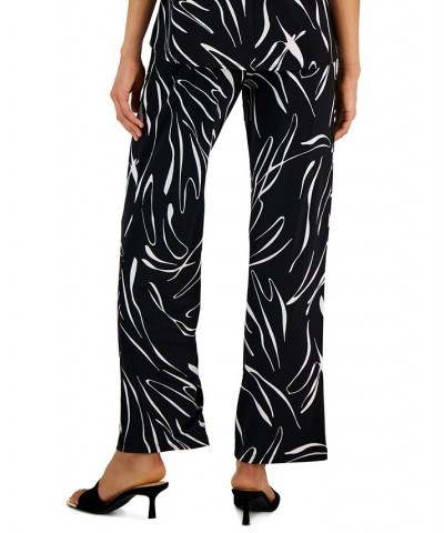 Women's Printed Wide-Leg Pants Black White Print $20.27 Pants