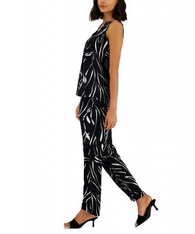 Women's Printed Wide-Leg Pants Black White Print $20.27 Pants