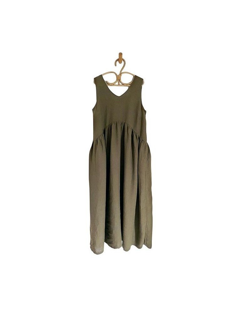 Women's Maternity Linen Abigail Maxi Dress Green $63.55 Dresses