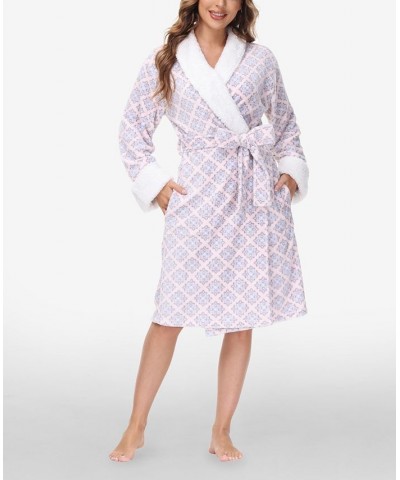 Women's Printed Plush Robe Winter Damask $25.91 Sleepwear