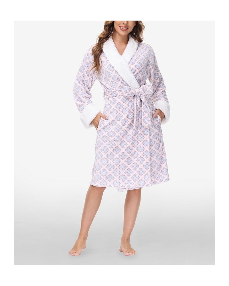 Women's Printed Plush Robe Winter Damask $25.91 Sleepwear