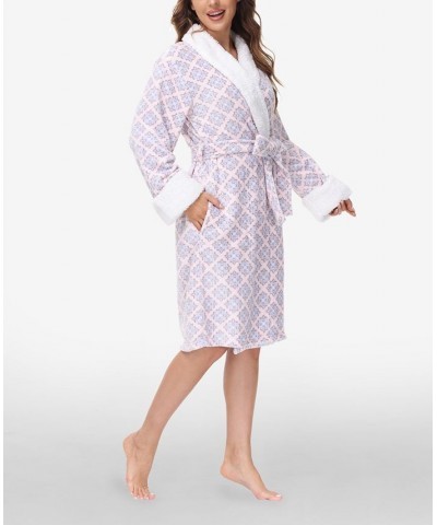 Women's Printed Plush Robe Winter Damask $25.91 Sleepwear