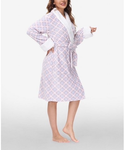 Women's Printed Plush Robe Winter Damask $25.91 Sleepwear