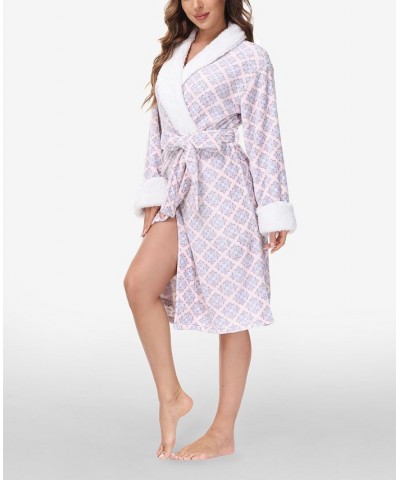 Women's Printed Plush Robe Winter Damask $25.91 Sleepwear