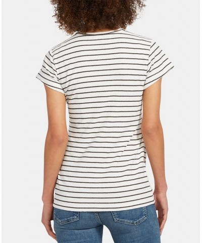 Maternity Tie-Waist Top White-Black Stripe $43.20 Tops