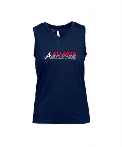 Women's Navy Atlanta Braves Paisley Chase V-Neck Tank Top Navy $28.55 Tops