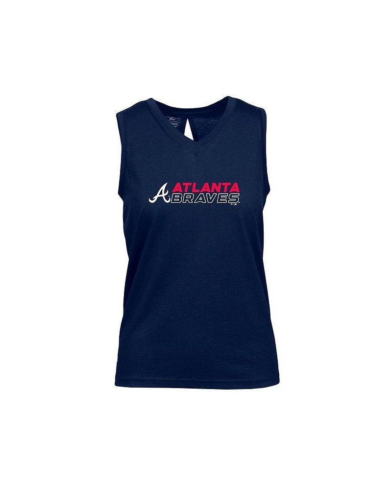 Women's Navy Atlanta Braves Paisley Chase V-Neck Tank Top Navy $28.55 Tops