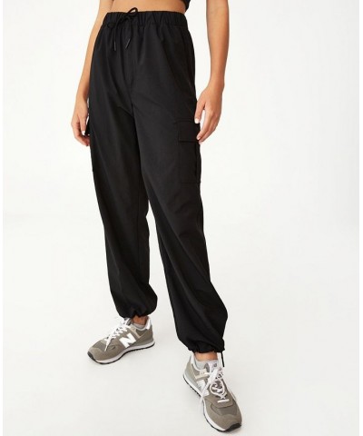 Women's Woven Cargo Pants Black $28.59 Pants