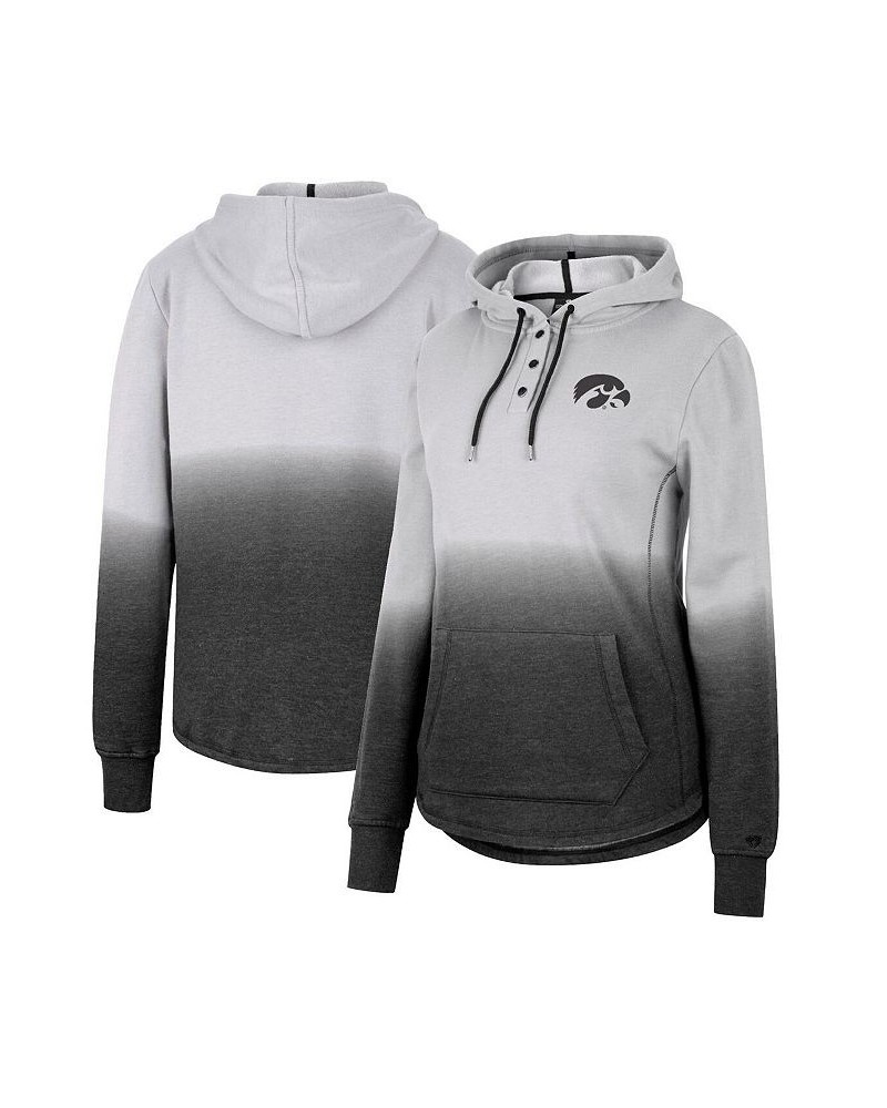 Women's Gray Black Iowa Hawkeyes Aurelia Dip-Dye Quarter-Snap Pullover Hoodie Gray, Black $32.20 Sweatshirts