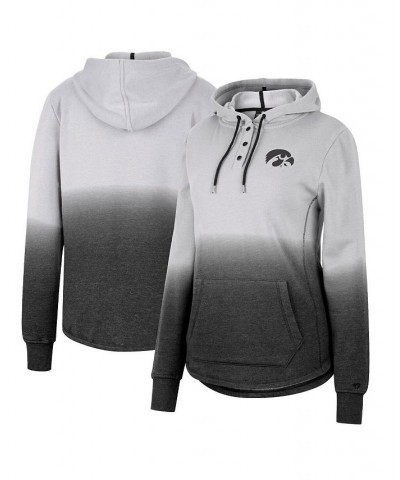 Women's Gray Black Iowa Hawkeyes Aurelia Dip-Dye Quarter-Snap Pullover Hoodie Gray, Black $32.20 Sweatshirts