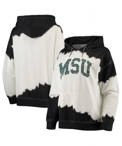 Women's White Black Michigan State Spartans For the Fun Double Dip-Dyed Pullover Hoodie White $35.09 Sweatshirts