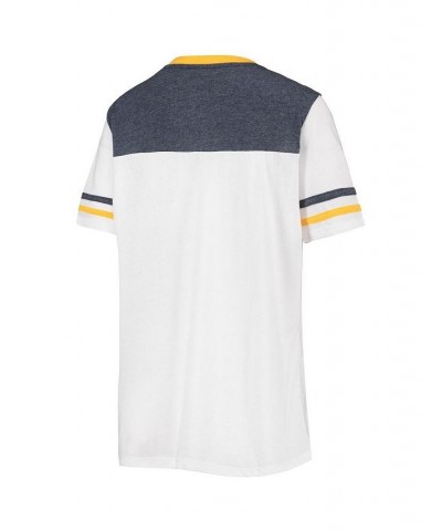 Women's White Heathered Navy Milwaukee Brewers Colorblock V-Neck T-shirt White, Heathered Navy $21.12 Tops