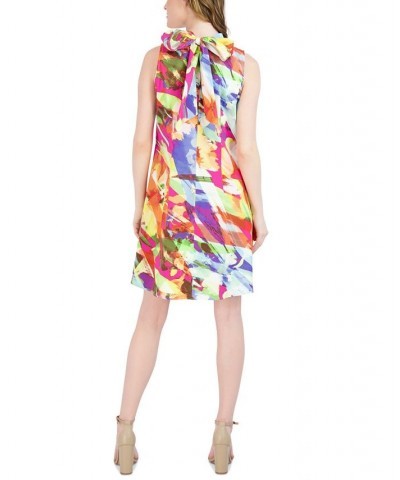 Women's Printed Mock Neck Shift Dress Multi $45.39 Dresses