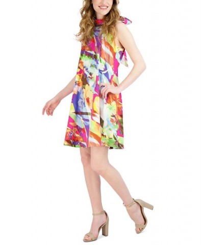 Women's Printed Mock Neck Shift Dress Multi $45.39 Dresses