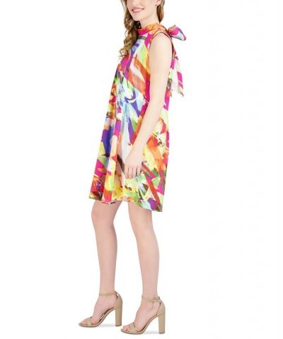 Women's Printed Mock Neck Shift Dress Multi $45.39 Dresses