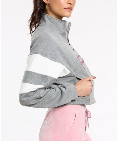 Women's Cotton Colorblocked Fleece Top Light Charcoal Heather $28.53 Tops