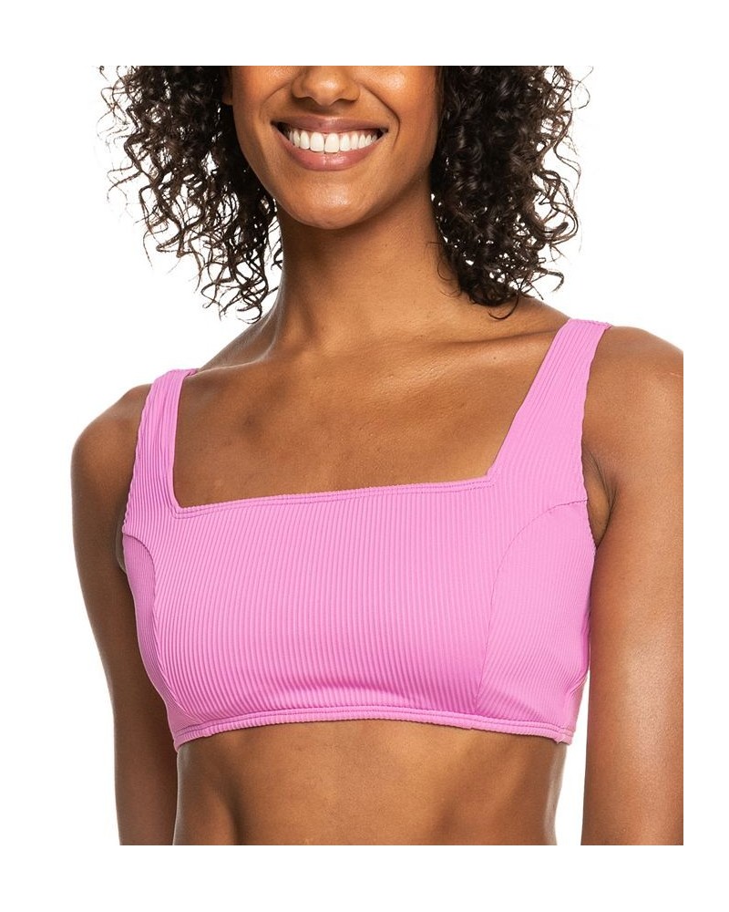 Juniors' Active Ribbed Square-Neck Bikini Top & Hipster Bottoms Cyclamen $29.40 Swimsuits