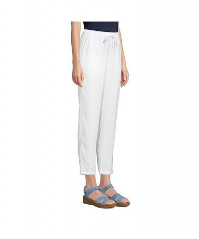 Women's Petite High Rise Pull On Tie Waist Linen Crop Pants White $47.67 Pants