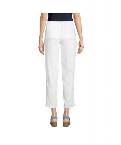 Women's Petite High Rise Pull On Tie Waist Linen Crop Pants White $47.67 Pants