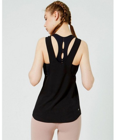 Atlas Laser Cut Mesh Tank for Women Black $41.34 Tops